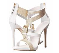 GBBRZKTB High Heels Damen Offene Zehen Strass Schnalle Sandalen Stiletto Reißverschluss Pumps Hochzeitskleid Schuhe 12cm,White-37