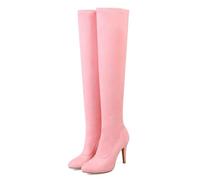 GBBRZKTB High Heels Damen Overknee Stiefel Wildleder Stilettoabsatz Spitzer Zehenbereich Stretch Overknee Stiefel Partykleid Pumps Schuhe 9,5cm,Pink-39