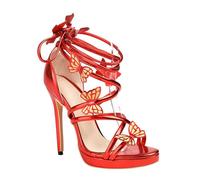 GBBRZKTB High Heels Damen Plateau Sandalen Offene Spitze Schmetterling Kreuzriemen Pumps Elegante Party Schuhe 12cm,Red-41