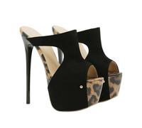 GBBRZKTB High Heels Damen Plateau Stiletto Pantoletten Sandalen Offene Zehenpartie Slipper Pumps Abendschuhe Party Hochzeitsschuhe 16cm,Black-42