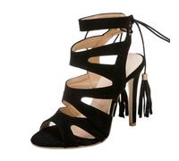 GBBRZKTB High Heels Damen Riemchen Stiletto Sandalen Peep Toe Slingback Pumps Party Abendkleid Schuhe 11cm,Black-42