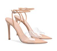 GBBRZKTB High Heels Damen Sandalen Transparenten Kreuzriemen Offener Spitze Stiletto Schnalle Pumps Schuhe Hochzeit Party Kleid 11cm,Nude-38