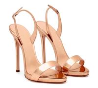GBBRZKTB High Heels Damen Stiletto Offene Zehen Sandalen Slingback Verstellbarer Fesselriemchen Pumps Party Hochzeitsschuhe 12cm,Rose gold-39