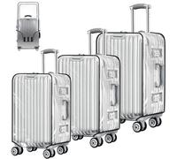 GBKDQQ 3 Stück Kofferschutzhülle Transparent, PVC Koffer Schutzhülle, Wasserdicht Kofferhülle, Staubdichte Kratzfeste Schutzhülle, Wiederverwendbar Gepäckabdeckung für Reisen, 20/24/28 Zoll