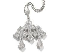 GBTROEY Iced out Anhänger Cubic Zirkonia Kreuz Anhänger Halskette Mit Seilkette, Trendy Hip Hop Shiny Cross Anhänger Halskette Punk Style Schmuck Für Männer Frauen