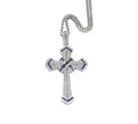 GBTROEY Kreuz-Halskette Mit Funkelnden Cubic Zirkonia, Hip Hop Shiny Schmuck Mit Seilkette Für Männer Und Frauen