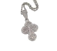 GBTROEY Zirkonia Kreuz Hip Hop Silber Plattiert Iced out Crystal Cross Halskette, Punk-Stil Anhänger Schmuck Mit Edelstahl-Seil-Kette Für Männer Frauen