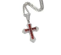 GBTROEY Zirkonia Kreuz Hip Hop Silber Plattiert Iced out Crystal Cross Halskette, Punk-Stil Anhänger Schmuck Mit Edelstahl-Seil-Kette Für Männer Frauen
