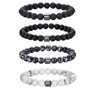 Gcroet 4 Stück Lavastein-Armband, verstellbares Stretch-Perlen-Naturstein-Armband für Männer und Frauen