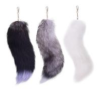 Gcroet Therian Fuchsschwanz, 3 Stück, 39, 9 cm lang, Plüsch-Fuchsschwanz mit Verschluss, flauschiger Schlüsselanhänger, hängende Schwänze für Handtaschen-Rucksäcke..