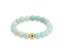 GD GOOD.designs Anti Stress Ring aus Naturstein Perlen | Elastische Amazonit Perlenringe Damen mit 18K vergoldeter S925 Perle | Wasserfeste Anxiety Rings - Ringgröße 54-60