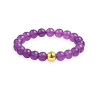 GD GOOD.designs Anti Stress Ring aus Naturstein Perlen | Elastische Amethyst Perlenringe Damen mit 18K vergoldeter S925 Perle | Wasserfeste Anxiety Rings - Ringgröße 54-60