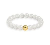 GD GOOD.designs Anti Stress Ring aus Naturstein Perlen | Elastische Bergkristall Perlenringe Damen mit 18K vergoldeter S925 Perle | Wasserfeste Anxiety Rings - Ringgröße 54-60