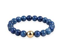 GD GOOD.designs Anti Stress Ring aus Naturstein Perlen | Elastische Lapislazuli Perlenringe Damen mit 18K vergoldeter S925 Perle | Wasserfeste Anxiety Rings - Ringgröße 54-60