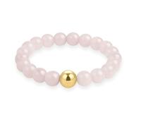 GD GOOD.designs Anti Stress Ring aus Naturstein Perlen | Elastische Rosenquarz Perlenringe Damen mit 18K vergoldeter S925 Perle | Wasserfeste Anxiety Rings - Ringgröße 54-60