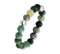 GD GOOD.designs Anti Stress Ring Gruen aus Naturstein Perlen für Damen | Elastische Anxiety Rings | Fidget Ringe | Ringgröße 52-60