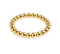 GD GOOD.designs Antistress Ring aus Edelstahl Perlen 3mm | Elastische Anxiety Rings in 18K Gold - Wasserfeste goldene Perlenringe Damen | Ringgröße 54-60