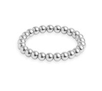 GD GOOD.designs Antistress Ring aus Edelstahl Perlen 3mm | Elastische Anxiety Rings in Silber - Wasserfeste silberne Perlenringe Damen | Ringgröße 54-60