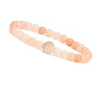 GD GOOD.designs Armband mit Buchstaben B | Personalisiertes Damen Perlenarmband mit Sonnenstein Natursteinperlen und 18K rosé vergoldeter Buchstabenperle