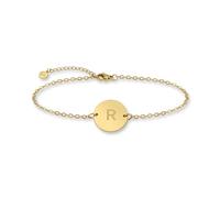 GD GOOD.designs Armkette mit Buchstaben in Gold | 18k Echtgold beschichtet | Anhänger mit Initialen Gravur (Buchstabe R) - Romy Ronja Rose Rebecca Romina Ruby Rebeka Rita Raphael Robin Richard Rafael