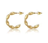 GD GOOD.designs Creolen Gold für Damen I Gedrehte 18 Karat Kreolen aus Edelstahl - Wasserfest - Twisted Hoop Ohrringe in 20mm
