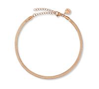 GD GOOD.designs Fußkettchen für Damen - Flache Schlangenkette (3mm) in 18K Roségold | Wasserfest & Verstellbar (22-27cm) - Rosegoldene Fußkette aus 316L Edelstahl