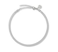 GD GOOD.designs Fußkettchen für Damen - Flache Schlangenkette (3mm) in Silber | Wasserfest & Verstellbar (22-27cm) - Silberne Fußkette aus 316L Edelstahl