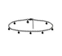 GD GOOD.designs Fußkettchen für Damen in Schwarz I Schwarze, wasserfeste Plättchen Fußkette verstellbar (22-27cm) aus Edelstahl I Frauen Fußschmuck mit Coins