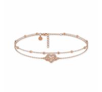 GD GOOD.designs Fußkettchen für Damen mit Herz | Mehrreihige rosegoldene Infinity Fusskette - Wasserfest & Verstellbar (22-27 cm) | 316L Edelstahl Fußschmuck in 18K Roségold