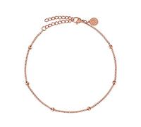 GD GOOD.designs Fußkettchen für Damen Rosegold - Wasserfest - Fußkette mit kleinen Perlen Dots - 18K vergoldet - Frauen Edelstahl Fußschmuck