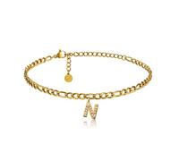 GD GOOD.designs Fußkettchen Gold mit Buchstaben N wasserfest mit 18K Vergoldung I Fussbändchen für Damen verstellbar aus Edelstahl (Buchstabe N) - Valentinstag - Geschenk für Sie