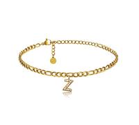 GD GOOD.designs Fußkettchen Gold mit Buchstaben wasserfest I Fußkette für Damen 18K vergoldet - verstellbar (22-27cm) - aus Edelstahl