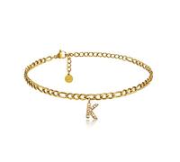 GD GOOD.designs Fußkettchen Gold mit Buchstaben wasserfest I Fußkette für Damen 18K vergoldet - verstellbar (22-27cm) - aus Edelstahl