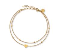 GD GOOD.designs Fußkettchen Herz Gold für Damen - Wasserfest I Mehrreihige Fußkette - Verstellbar I Filigraner Edelstahl Fußschmuck mit 18K Vergoldung