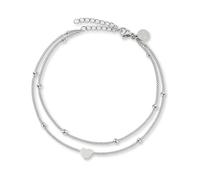 GD GOOD.designs Fußkettchen Herz Silber für Damen - Wasserfest I Mehrreihige Fußkette - Verstellbar I Filigraner silberner Edelstahl Fußschmuck