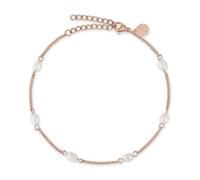 GD GOOD.designs Fußkettchen mit echten Süßwasserperlen - Rosegoldene Fußkette Perlen wasserfest - Verstellbare Fußkette Damen in und Rosegold