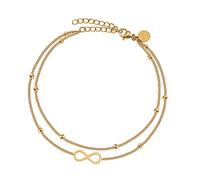 GD GOOD.designs Fußkettchen mit Unendlichkeitszeichen für Damen I Wasserfeste Infinity Fußkette (22-27cm) in 18K Gold, Silber und Roségold I Frauen Fußschmuck mit Kugeln