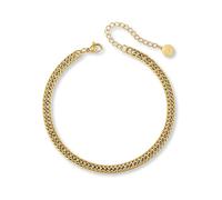 GD GOOD.designs Fußkettchen Panzer für Damen in Gold - Wasserfeste Fußkette verstellbar (22-27cm) I Vergoldeter Edelstahl Fußschmuck für Frauen