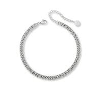 GD GOOD.designs Fußkettchen Panzer für Damen in Silber - Wasserfeste Fußkette verstellbar (22-27cm) I Silberner Edelstahl Fußschmuck für Frauen