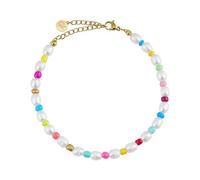 GD GOOD.designs Fussketten für Frauen bunt mit Boho Süßwasserperlen - Verstellbar - Fußkettchen aus echten Muschel Perlen