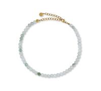 GD GOOD.designs Fussketten für Frauen mit echten Jade Perlen 4mm - Wasserfest - Naturstein Fußkettchen Grün mit verstellbaren Verschluss in 18K Gold