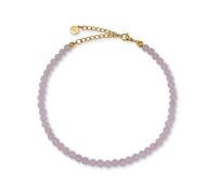 GD GOOD.designs Fussketten für Frauen mit echten Rosenquarz Perlen 4mm - Wasserfest - Naturstein Fußkettchen Rosa mit verstellbaren Verschluss in 18K Gold