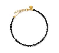 GD GOOD.designs Fussketten für Frauen mit echten Turmalin Perlen 4mm - Wasserfest - Naturstein Fußkettchen Rosa mit verstellbaren Verschluss in 18K Gold