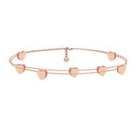 GD GOOD.designs Herz Armband Roségold für Damen | Freundschaftsarmband für Sie - Verstellbar | 18 Karat vergoldete Herzchen Armkette