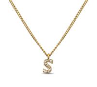 GD GOOD.designs Kette Buchstabe S Gold für Damen | 18K vergoldete Halskette mit Zirkonia Initialien | Goldene 316L Edelstahl Buchstabenkette