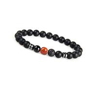 GD GOOD.designs Perlenarmband Herren mit schwarzen 8mm Lavastein - Onyx Perlen I Elastisches Kugelarmband - Geschenk für Männer aus echten Natursteinen