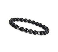 GD GOOD.designs Perlenarmband Herren mit schwarzen 8mm Lavastein - Onyx Perlen I Elastisches Kugelarmband - Geschenk für Männer aus echten Natursteinen