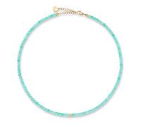 GD GOOD.designs Perlenkette Damen aus echten facettierten Natursteinen 4mm | Verstellbare Amazonit Kette mit 18K Vergoldung (40-45 cm) | Wasserfeste Boho Halskette (türkis)
