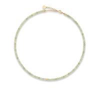 GD GOOD.designs Perlenkette Damen aus echten facettierten Natursteinen 4mm | Verstellbare Jade Kette mit 18K Vergoldung (40-45 cm) | Wasserfeste Boho Halskette (grün)