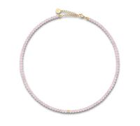GD GOOD.designs Perlenkette Damen aus echten facettierten Natursteinen 4mm | Verstellbare Rosenquarz Kette mit 18K Vergoldung (40-45 cm) | Wasserfeste Boho Halskette (rose)